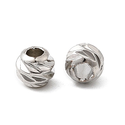 Платина Рифленые круглые латунные бусины, долговечный, стойки покрытие, без свинца и без кадмия, платина, 5x4 мм, отверстие : 2 мм