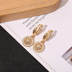 Zirconia-studded sun Vintage Cross Diamond Earrings for Men and Women - Fashionable Retro Ear Jewelry