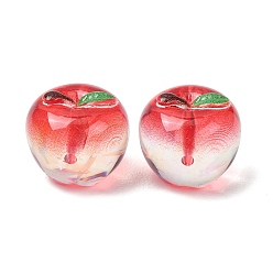 Red Electroplate Transparent Resin Imitation Food Beads, Apple, Red, 15x13mm, Hole: 1.6mm