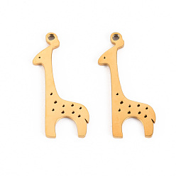 Real 14K Gold Plated 304 Stainless Steel Pendants, Laser Cut, Giraffe, Real 14K Gold Plated, 22.5x9x1mm, Hole: 0.9mm