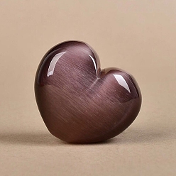 Rosy Brown Cat Eye Display Decoration, No Hole Heart Beads for Home Decoration, Rosy Brown, 25x30x15mm