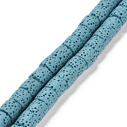 Светло-Голубой Бусы из натуральной лавы, колонка, окрашенные, Небесно-голубой, 6~6.5x6~6.5 мм, отверстие : 1.4 мм, около 62 шт / нитка, 15.75 дюйм (40 см)