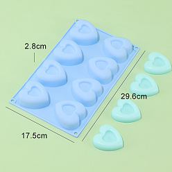 Cornflower Blue 8 Cavities Silicone Molds, for Handmade Soap Making, Heart, Cornflower Blue, 296x175x28mm