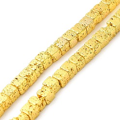 Golden Plated Natural Lava Rock Beads Strands, Cube, Golden Plated, 4.5~4.7x4.5~4.7x4.5~4.7mm, Hole: 1mm, about 90~92pcs/strand, 17.32''(44cm)