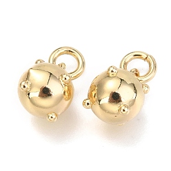 Real 18K Gold Plated Brass Charms, Round, Real 18K Gold Plated, 10x9x9mm, Hole: 3mm