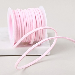 Бледно-Розовый Плоский замшевый шнур 4.5м., двойное кружево из искусственной замши, розовый жемчуг, 3 мм, около 4.92 ярдов (4.5 м) / рулон