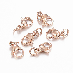 Rose Gold 304 Stainless Steel Lobster Claw Clasps, Parrot Trigger Clasps, Rose Gold, 10x6x3mm, Hole: 3mm