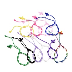 Mixed Color Polyester Braided Knot and Cross Cord Bracelet, Lucky Adjustable Bracelet for Women, Mixed Color, Inner Diameter: 1-5/8~2-1/4 inch(4~5.6cm)