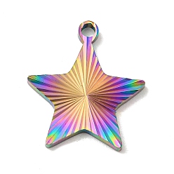 Rainbow Color Ion Plating(IP) 304 Stainless Steel Pendants, Star Charm, Rainbow Color, 20x18x1.8mm, Hole: 1.8mm