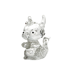 Clear Handmade Lampwork Dragon Figurines, for Home Desktop Feng Shui Decoration, Clear, 22x41x40mm