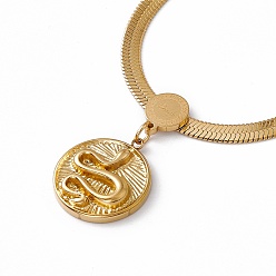 Golden 304 Stainless Steel Snake Pendant Necklace with Herringbone Chains for Men Women, Golden, 15.55 inch(39.5cm)