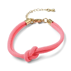 Light Coral 3MM Round Nylon Braided Cord Bracelet Making, Knot, with Golden 202 Stainless Steel Lobster Clasp & Brass Finding, Light Coral, 6.69x0.39 inch(17x1cm)