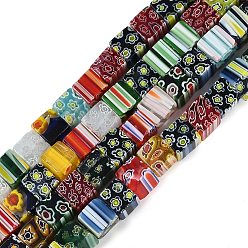 (52) Непрозрачная лаванда Ручной работы стеклянная бусина тысячецветник нитей, кубические, разноцветные, 8x8x8 мм, отверстие : 1 мм, около 48 шт / нитка, 14.9 дюйм