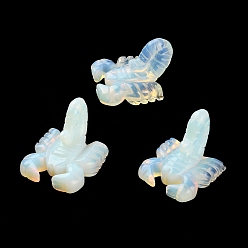 Opalite Opalite Carved Scorpion Figurines, Reiki Stones Statues for Energy Balancing Meditation Therapy, 45~48x34~44x30~37mm