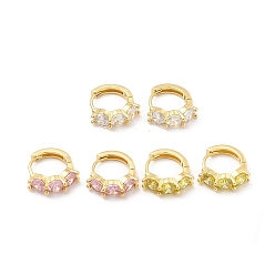 Mixed Color Cubic Zirconia Hoop Earrings, Real 18K Gold Plated Brass Jewelry for Women, Cadmium Free & Lead Free, Mixed Color, 15.5x16.5x5mm, Pin: 0.7~0.9mm