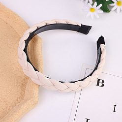 off-white Chic Cream Spring Color Twisted Headband with Braided Hair Style - Fashionable Solid Fabric Hair Accessory for Women