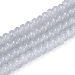 Гейнсборо Имитация нефритовые четки стекла, прозрачные бусины-рондели, окрашенные в технике выпечки, светло-серые, 6~6.5x3.5~4 мм, отверстие : 1.2 мм, около 185~193 шт / нитка, 29.92~31.10 дюйм (76~79 см)