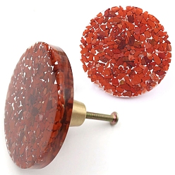 Red Jasper Natural Red Jasper & Resin Box Handles, Cabinet Knobs, Flat Round, 60x28mm