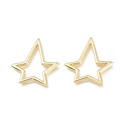 Real 18K Gold Plated Brass Linking Rings, Star, Real 18K Gold Plated, 33.5x26x2.5mm, Inner Diameter: 24.5x17.5mm