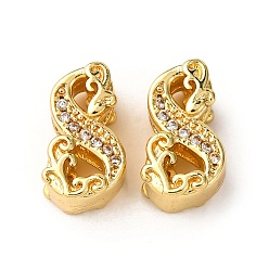 Золотой Латунные микро проложить кубического циркония бусы, число, без кадмия и без свинца, золотые, 12x7x6 мм, отверстие : 5x2 мм