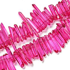 Фуксиновый Натуральные окрашенные кварцевые нити, чип, красно-фиолетовые, 4~8x19~36x19~36 мм, отверстие : 1 мм, около 66~96 шт / нитка, 14.76''~15.55'' (37.5~39.5 см)