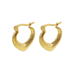 Golden 304 Stainless Steel Hoop Earrings for Women, Heart, Golden, 21x18mm