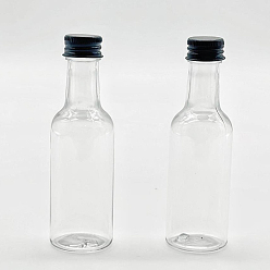 Clear Mini Plastic Wine Bottle with Screw Aluminum Lid, Drink Bottle, Clear, 3.2x3.2x10.6cm, Capacity: 50ml(1.69fl. oz)