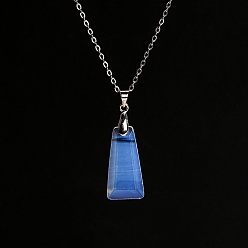 Opalite Opalite Trapezoid Pendant Necklaces, Stainless Steel Cable Chain Necklaces for Women, 15.75 inch(40cm)