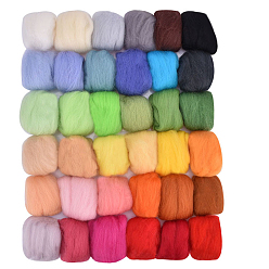Mixed Color 36 Colors Needle Felting Wool, Fibre Wool Roving for DIY Craft Materials, Needle Felt Roving for Spinning Blending Custom Colors, Mixed Color, about 3.5g/bag, 1 bag/color, 36 bags/set