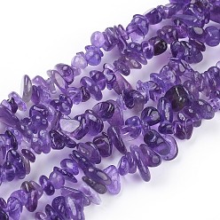 Amethyst Natural Amethyst Beads Strands, Chips, 5~8mm, Hole: 0.6mm, 31~32 inch