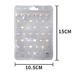Heart 100Pcs Rectangle Laser Plastic Yin-yang Zip Lock Gift Bags, Self Sealing Reclosable Package Pouches for Pen Keychain Watch Storage, White, Heart, 15x10.5cm