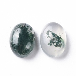 Moss Agate Natural Moss Agate Cabochons, Flat Back, Oval, 6x4x2.5mm