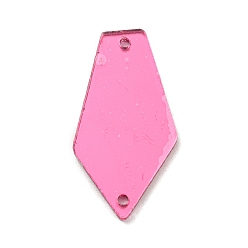 Hot Pink Pentagon Tie Acrylic Sew On Mirror Rhinestones, Costume Clothing Decoration, Hot Pink, 27.5x14.5x1.3mm, Hole: 1.4mm