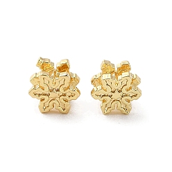 Real 18K Gold Plated Brass Beads, Snowflake, Real 18K Gold Plated, 5.5x4.5mm, Hole: 1.6mm