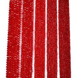 Красный Стеклянные бусины, граненые, рондель, красные, 4 мм, отверстие : 0.9 мм, около 105~110 шт / нитка, 38~39 см