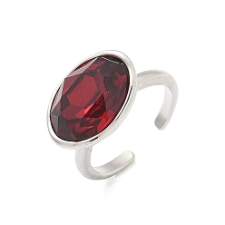 Темно-Красный Овальные латунные манжеты для женщин, со стеклом, долговечный, стойки покрытие, без свинца и без кадмия, платина, темно-красный, внутренний диаметр: 17 мм