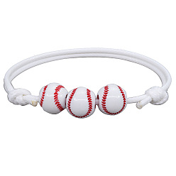5 white stripe baseballs Спортивный браслет: баскетбол, бейсбол, плетение ручной работы, теннис, футбол, регби, подвеска