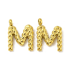 Real 14K Gold Plated 304 Stainless Steel Charms, Letter M Charms, Real 14K Gold Plated, 13.5x10x2mm, Hole: 1.8mm