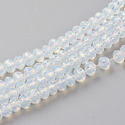 Azure Imitation Jade Glass Beads Strands, Faceted, Rondelle, Azure, 3x2mm, Hole: 0.5mm, about 160~165pcs/strand, 15.35 inch~15.75 inch(39~40cm)