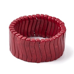 (123L) Белый крем непрозрачный блеск Эластичные браслеты из окрашенного синтетического бирюзового волнистого бисера, плитка браслет, огнеупорный кирпич, внутренний диаметр: 2-1/4 дюйм (5.85 см)