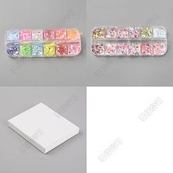 (52) Непрозрачная лаванда 12-сетка для украшения ногтей из металла, алюминия, АБС-пластика и стирола, ногтей декоративные аксессуары, самородки, разноцветные, 1~4x1~4x0.1 мм