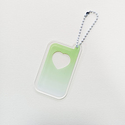 Light Green Gradient Acrylic Disc Pendant Decoration, with Ball Chains, for DIY Keychain Pendant Ornaments, Mobile Phone Shape, Light Green, 70x40mm