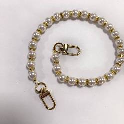 Персиковый Слойка Круглые пластиковые бусины-имитаторы жемчуга цепочки-удлинители для сумок, с латунной фурнитурой из хрустальных страз и застежками из сплава, аксессуары для замены сумок, золотые, розовые, 410 мм