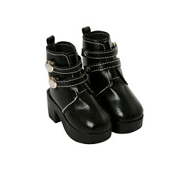 Black Imitation Leather Doll Shoes, Heightening Boot for 18 inch American Girl Dolls Accessories, Black, 70x30x75mm