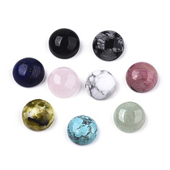 Mixed Stone Natural Gemstone Cabochons, Half Round/Dome, Mixed Dyed and Undyed, 8x3~4mm