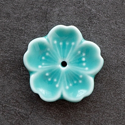 Dark Turquoise Porcelain Incense Burners, Flower Incense Holders, Home Office Teahouse Zen Buddhist Supplies, Dark Turquoise, 45x10mm