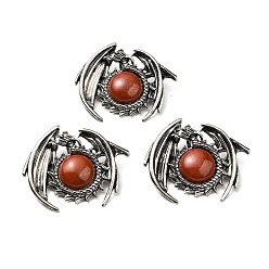 Red Jasper Natural Red Jasper Pendants, Dragon Charms, with Rack Plating Antique Silver Tone Alloy Findings, Cadmium Free & Lead Free, 40x48x12mm, Hole: 9x6mm