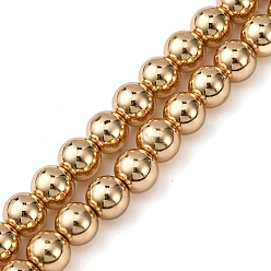 Светло-Золотое Покрытие Стеклянные бусины с гальваническим покрытием , круглые, свет позолоченные, 8x7.5 мм, отверстие : 1.2 мм, около 54 шт / нитка, 8.07'' (20.5 см)