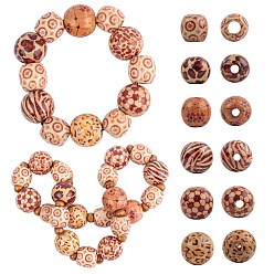 Mixed Color SUNNYCLUE DIY Bracelet Making, with Printed Wood Beads and Elastic Cord, Mixed Color, 80x4mm
