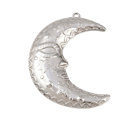 Луна 304 подвески из нержавеющей стали, цвет нержавеющей стали, луна, 50.5x39x4 мм, отверстие : 1.8 мм